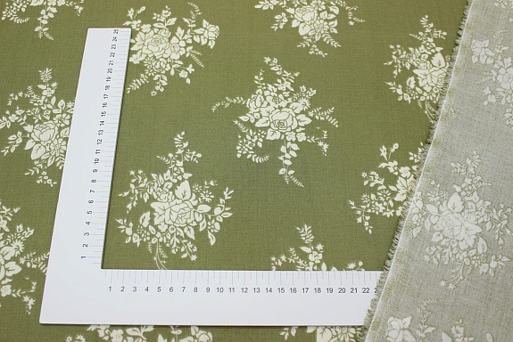 Муслин Премиум двухслойный гладкий "Белые букеты", ш.2.5м, хлопок-100%, 130гр/м.кв