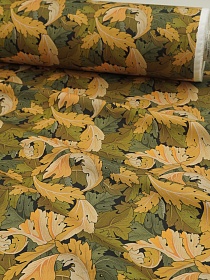 Перкаль Премиум Цифр.печать "Акант" цв.хаки/горчица, ш.1.45м, хл-100%, 140гр/м.кв