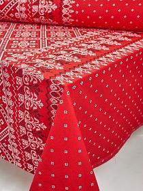 Рогожка "Народные узоры" цв.красный, ш.1.5м, хлопок-100%, 165гр/м.кв