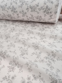 Муслин Премиум двухслойный гладкий "Эскиз тишины - серые цветы", ш.2.5м, хлопок-100%, 120гр/м.кв