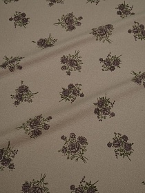 Теплый хлопок "Садовые розы" цв.бежево-кофейный, ш.1.5м, хлопок-100%, 160гр/м.кв