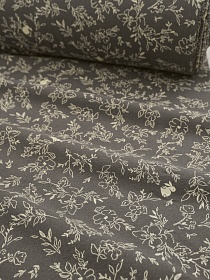 Теплый хлопок "Цветочные прятки" цв.т.серый, ш.1.5м, хлопок-100%, 160гр/м.кв