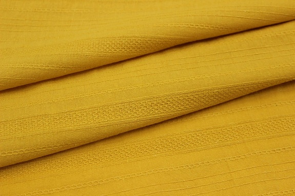 Фактурный хлопок "Рельефные полоски" цв.горчично-желтый, ш.1.42м, хл-100%, 110гр/м.кв
