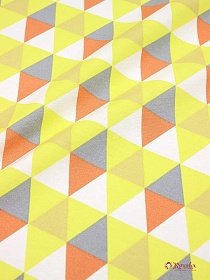 Рогожка Премиум "Разноцветные треугольники" цв.желтый, ш.1.5м, хлопок-100%, 200гр/м.кв