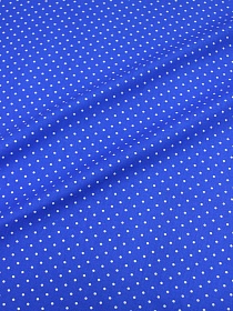 Перкаль "Белый горох (2мм)" цв.васильковый, ГОСТ, ш.1.5м, хлопок-100%, 115гр/м.кв
