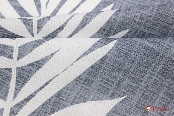 Поплин "Крупные листья папоротника на серой дымке", ш.2.2м, хлопок-100%, 115гр/м.кв