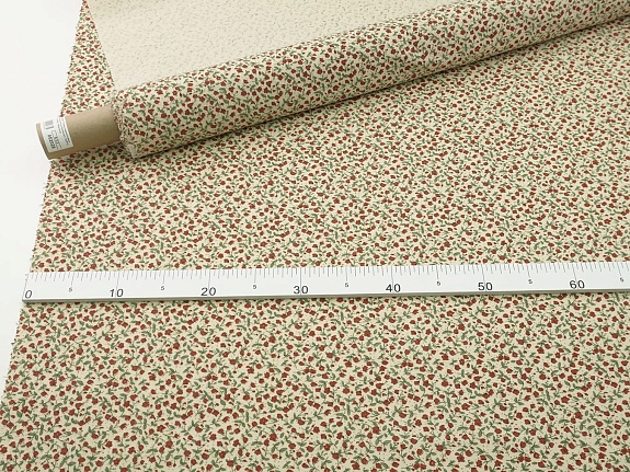 Теплый хлопок "Темно-терракотовые лютики на св.телесно-бежевом", СОРТ2, ш.1.5м, хл-100%, 160гр/м.кв