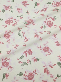 Штапель "Пастельные розы на молочном", ш.1.45м, вискоза-100%, 100гр/м.кв