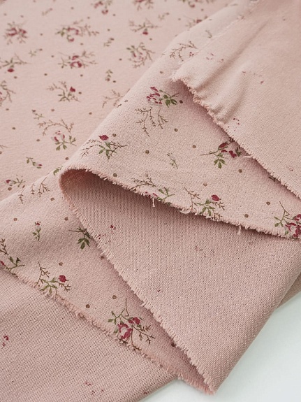 Теплый хлопок "Нежные бутончики" цв.темно-бежевый, ш.1.5м, хлопок-100%, 150гр/м.кв