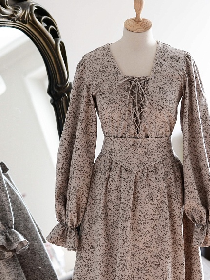 Платье из Теплого хлопка "Надия" цв бежевом цвете