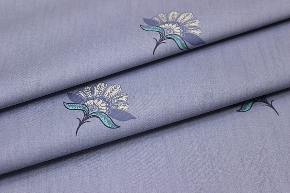 Сатин "Инесса - соцветия" цв.серо-фиолетовая дымка, (комп), ш.1.60м, хлопок-100%, 110гр/м.кв