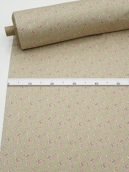 Сатин "Крошечная нежность" цв.св.оливково-серый, ш.2.35м, хлопок-100%, 110гр/м.кв