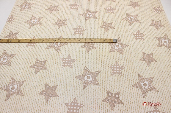 Бязь "Бежевые звезды на вязаном фоне",ш.1.5м, хлопок-100%, 125гр/м.кв