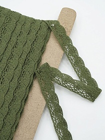Кружево цв.темный хаки, ш.19мм, хлопок-90%, п/э-10%, рис.110/32