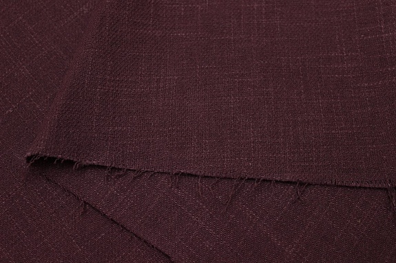 Мерный лоскут(ткань в отрезах) - Крапива Рами (Ramie)-диагональ, цв.Темно-вишневый, ш.1.4м