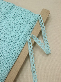Кружево цв.нежно-бирюзовый с мятным оттенком, ш.10мм, хлопок-90%, п/э-10%, рис.075/19