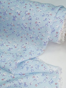 Штапель "Рослини" цв.голубой, ш.1.45м, вискоза-100%, 105гр/м.кв