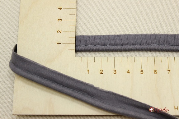 Кант отделочный цв.темно-серый с сиреневым оттенком, ш.15мм/5мм, хлопок-100%