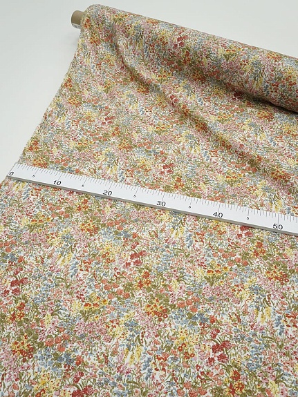 Штапель "Полевое изобилие" цв.терракотовый, ш.1.45м, вискоза-100%, 110гр/м.кв