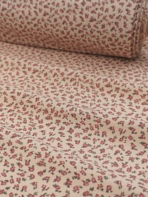 Теплый хлопок "Утренние росинки" цв.св.бежево-молочный/брусника, ш.1.5м, хлопок-100%, 160гр/м.кв