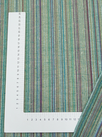 Полулен пестротканый "Зелено-бордовый меланж - полоска", ш.1.6м, лен-50%, хлопок-50%, 160гр/м.кв