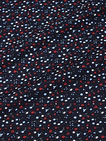 Мерный лоскут (ткань в отрезах) Микровельвет "Нежные незабудки" цв.чернильно-черный, ш.1.1м, хлопок-100%, 130гр/м.кв