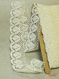 Кружево цв.слоновая кость, лен-100%, 73 мм