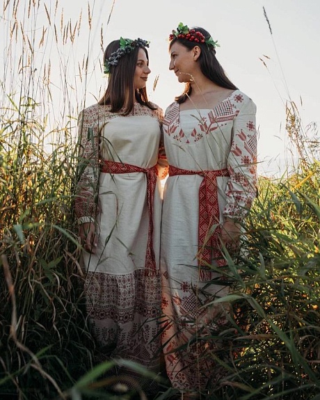 Платье русский стиль из полульна "Макошь"