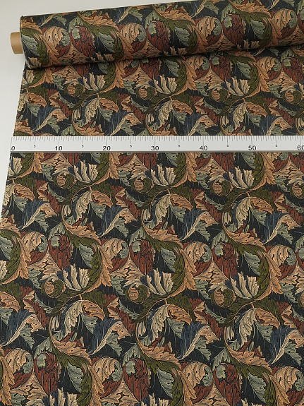 Перкаль Премиум Цифр.печать "Акант" цв.чернильный/песочный, ш.1.45м, хл-100%, 140гр/м.кв