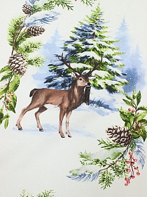 Мерный лоскут (ткань в отрезах) Рогожка "Олени в зимнем лесу", ш.1.5м, хлопок-100%,150гр/м