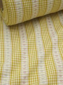 Вареный (стираный) хлопок "Вышивка-цветочки" цв.желто-оливковый, ш.2.5м, хлопок-100%, 150гр/м.кв