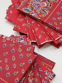 Комплект лоскута 1кг Барановский платок "Купава" с купоном, цв.Алый/Бордо