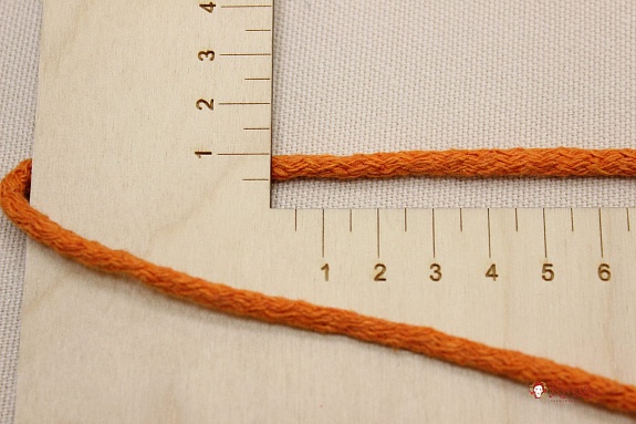 Шнур цв.оранжевый, 5мм, хлопок-100%