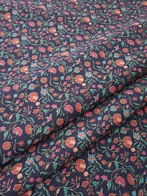 Хлопколен "Чудный вьюнок" цв.чернильный, ш.1.5м, лен-20%, хлопок-80%, 170гр/м.кв