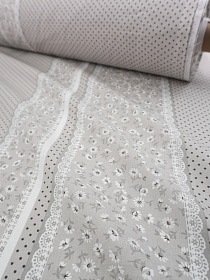 Поплин "Платочный пэчворк - горох с цветочной полосой", (комп), ш.2.2м, хлопок-100%, 110гр/м.кв