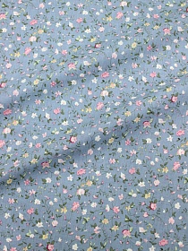 Импорт. хлопок "Цветочный вьюнок на серо-голубой дымке", ш.1.5м, хлопок-100%, 100гр/м.кв