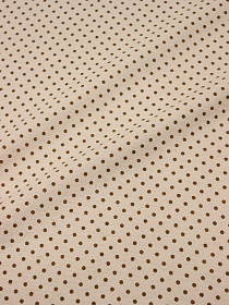 Теплый хлопок "Древесно-коричневый горох (3мм) на св.телесно-бежевом", ВИД2, ш.1.5м, хлопок-100%