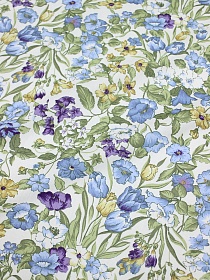 Сатин "Богатство цветов" цв.голубой, ш.1.60м, хлопок-100%, 110гр/м.кв