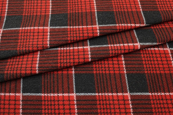 Мерный лоскут Фланель "Красно-черная клетка", ш.1.5м, хлопок-100%, 175гр/м.кв