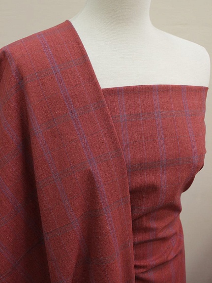 Пестрядь "Клетка" цв.красно-коричневый меланж, ш.1.45м, хлопок-100%, 190гр/м.кв