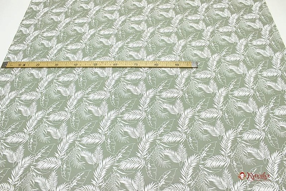 Импорт. хлопок "Белые тропические листья" ВИД2, ш.1.5м, хлопок-100%, 105гр/м.кв