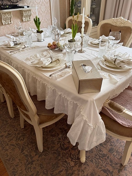 Скатерть из вареного хлопка в молочно-сливочном цвете