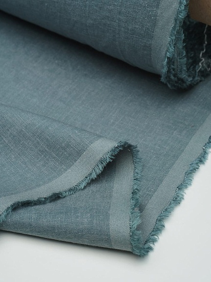 Лен с вискозой с эффектом мятости цв.Винтажная морская волна, ш.1.45м, лен-56%, вискоза-44%