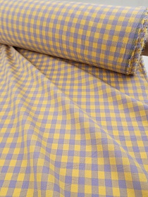 Вареный (стираный) хлопок "Клетка (1.0*1.0см)" цв.желтый/светло-лавандовый, ш.2.5м, хл-100%, 105гр/м.кв