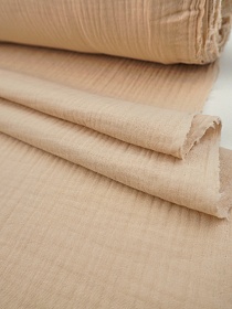 Муслин двухслойный с эффектом жатости цв.Светлый телесно-бежевый, ш.1.35м, хл-100%, 110гр/м.кв