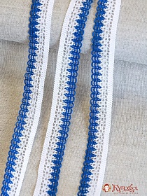 Кружево цв.белый/синий, 20мм, хлопок-88%, п/э-12%