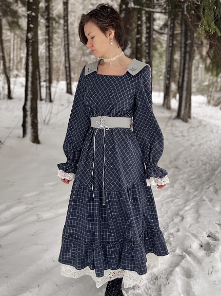 Платье из Пестряди "Крупная клетка"