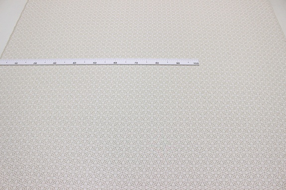 Полулен "Белый цветочный орнамент" (на суровом), ш.1.5м, лен-30%, хлопок-70%, 140гр/м.кв
