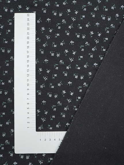Теплый хлопок "Цветочки - мотылечки" цв.черный, СОРТ2, ш.1.50м, хлопок-100%, 160гр/м.кв