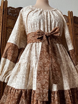 Шикарное платье из теплого хлопка "Букеты пионов"